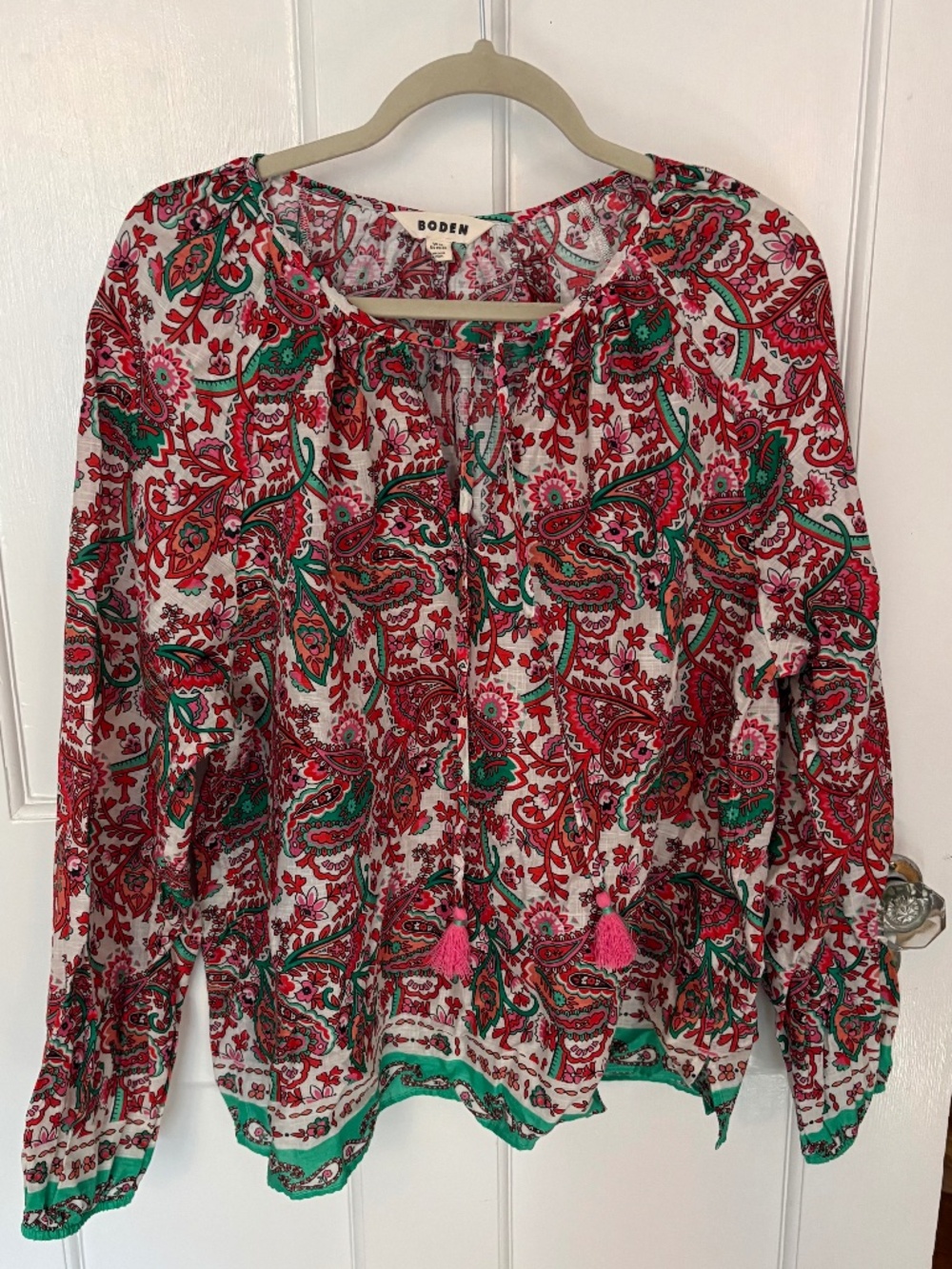 Boden Boho Provençal Paisley Peasant Blouse